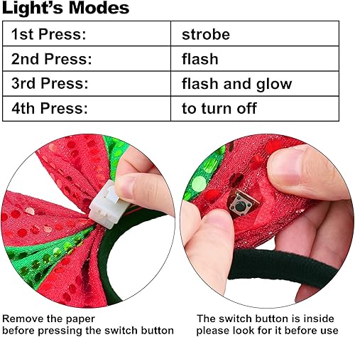 Miniatura 4 de ELCOHO Paquete de 6 diademas LED de Navidad con luz para disfraz de reno, lazo de Navidad, disfraz de elfo, bandas para el pelo para fiestas de