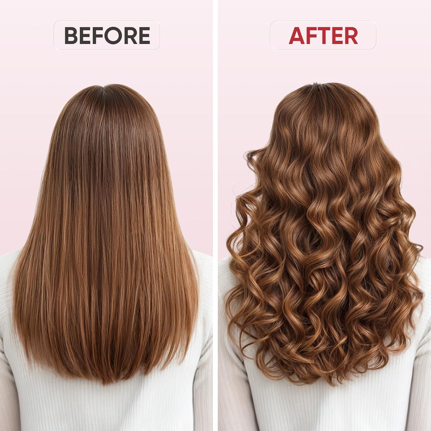 1 Inch Curling Iron, 5 Temperature Settings, Professional Spring Hair Iron for All Hair Types, Max 430℉ with Heat Resistant Mat (1 Inch Pink)