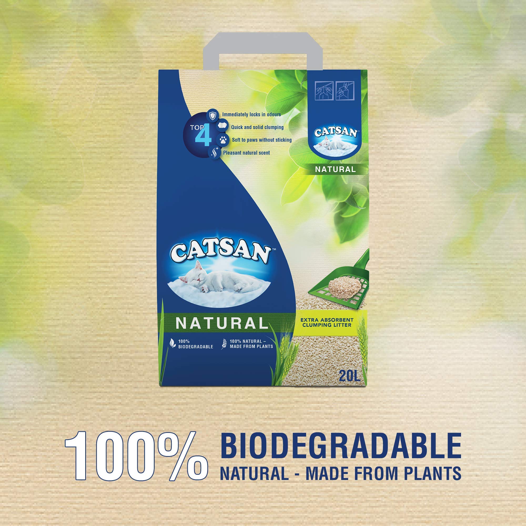Catsan Natural Cat Litter Biodegradable Clumping for cats 20L Buy