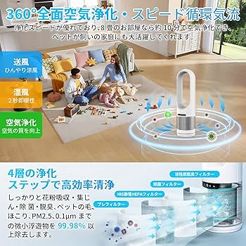 ❤️1品限り❤️セラミックヒーター 冷暖兼用・空気清浄 3段温風＆8段送風 Amazon | 【2025最新進化・冷暖兼用・空気清浄 】タワーファン