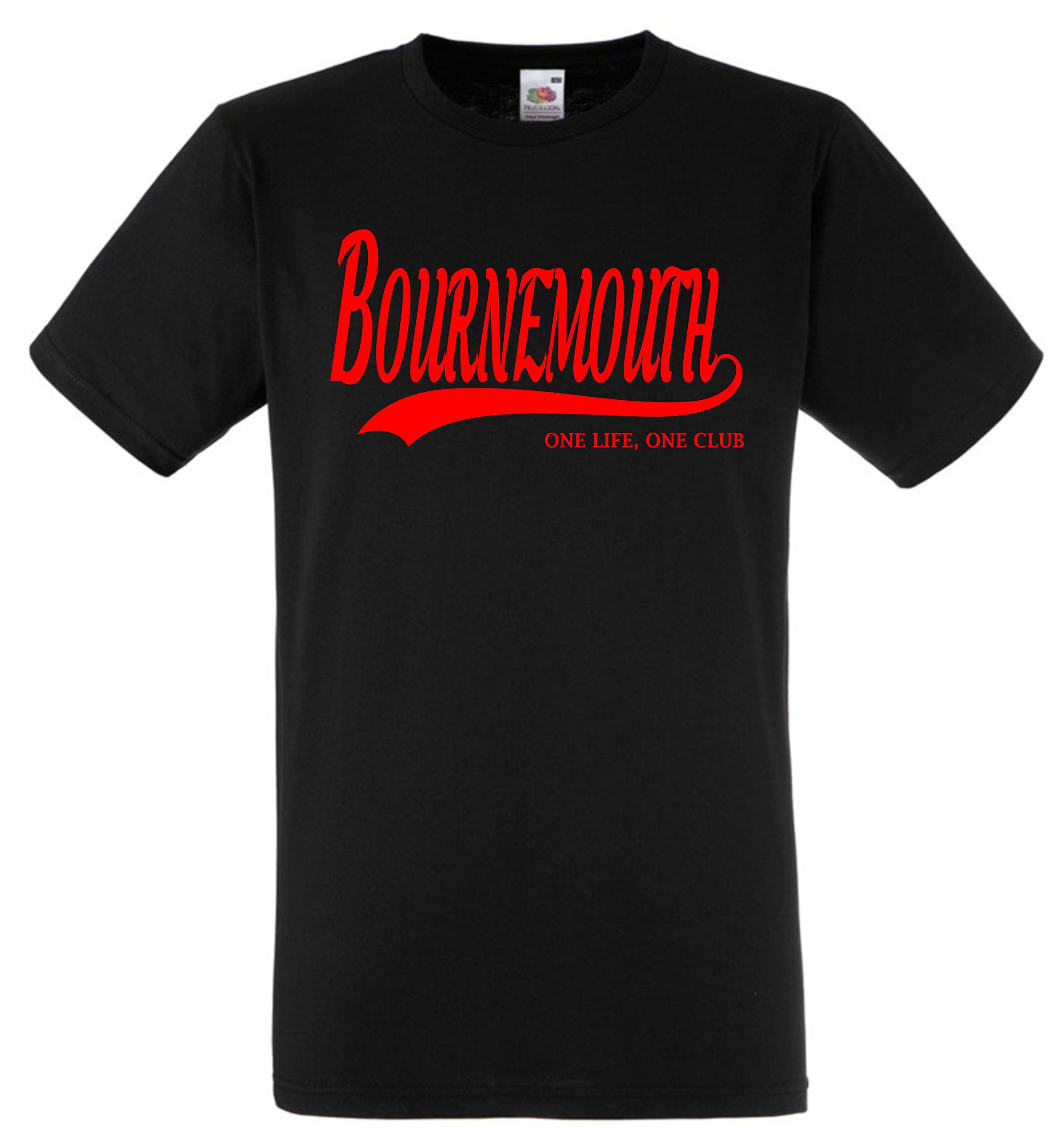 All About The Print Men's Black Bournemouth One Life, One Club. Premium T Shirt Gift X-Large Football Fan Present
