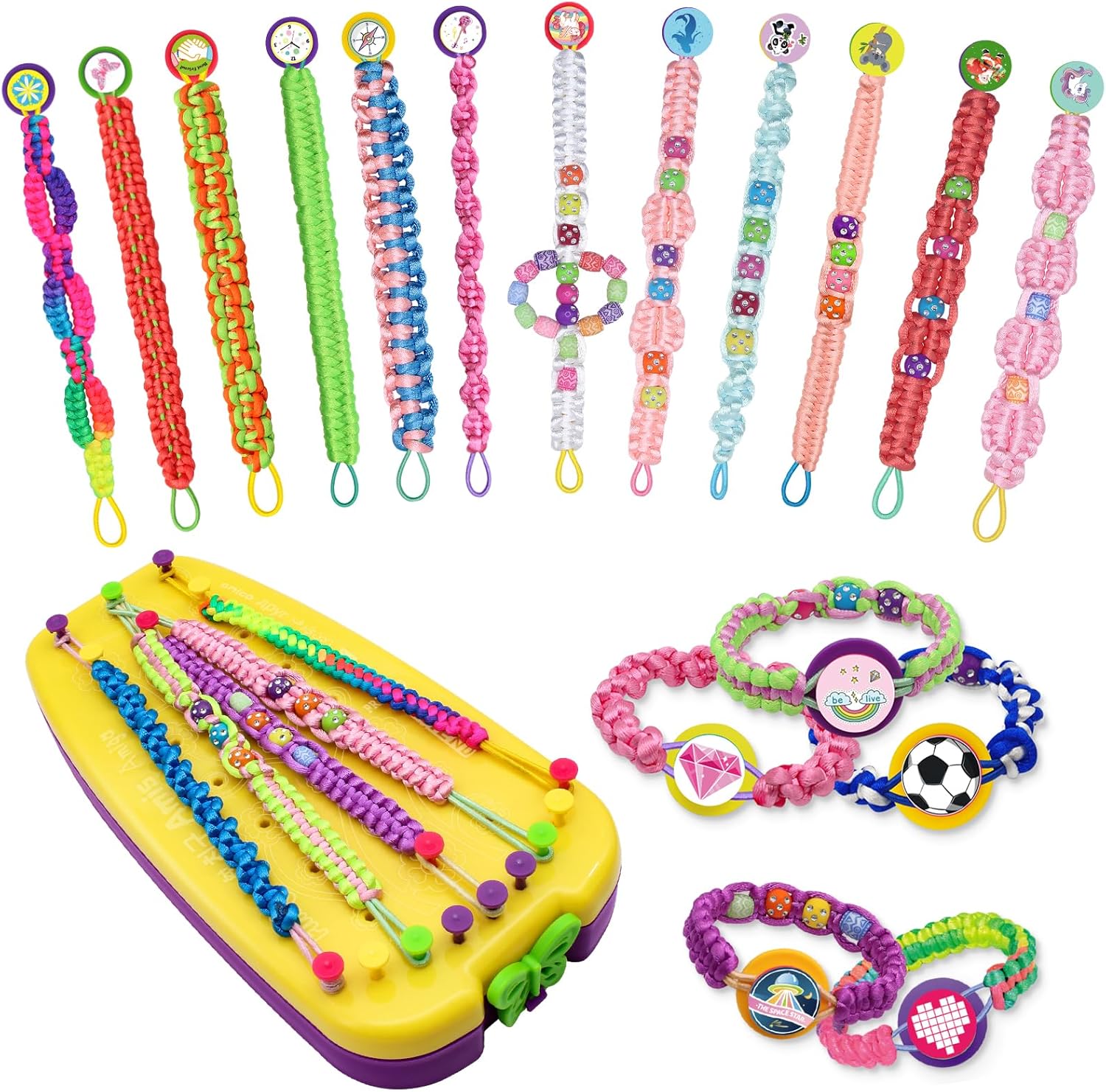 Suu66 Friendship Bracelet Making Kit for Kids Girls 6-12 Years Old - DIY Craft Kit for Bracelets, Headbands, Keychains, Creative Birthday Gifts (Yellow)