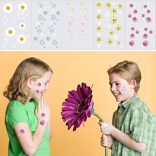 Miniatura 3 de Konsait 25 hojas de tatuajes temporales de flores, tatuajes temporales, impermeables, para mujeres y niñas, muñeca de cuello de mano, suministros de