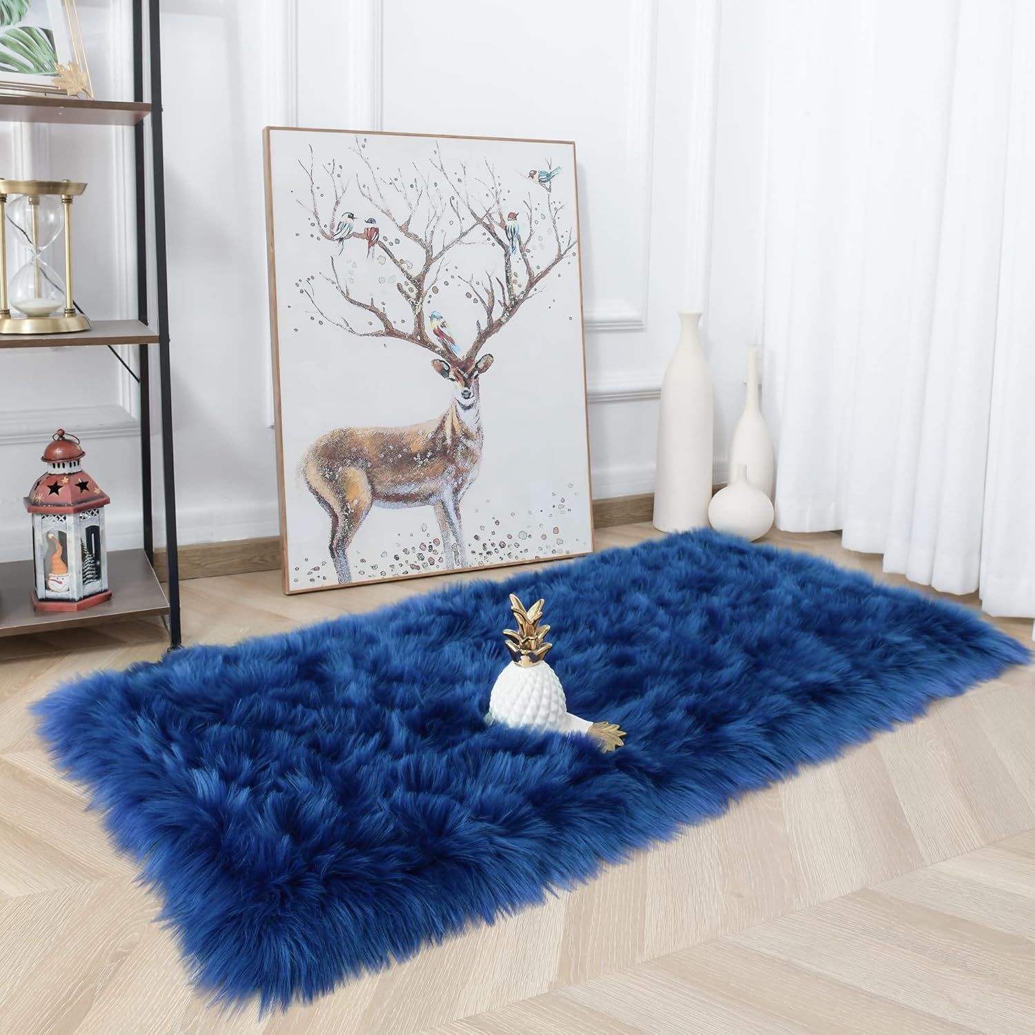 Noahas Luxury Fluffy Rugs Bedroom Furry Carpet Bedside Faux Fur Sheepskin Area Rugs Children Play Princess Room Decor Rug, 2 x 4 Feet