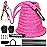 Brobantle Battle Rope 1 Inch Diameter,Pink 30FT Exercise Workout Ropes for Home Gym Heavy Weighted Training Rope for Working Out