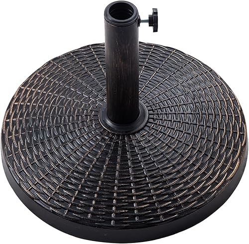 Miniatura 2 de FLAME&SHADE Base redonda de 26 libras para sombrilla de mesa de mercado de patio, para exteriores, bronce
