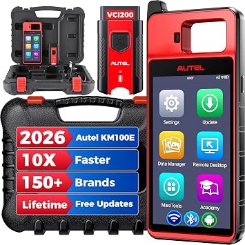 Autel Scanner KM100E OBD2 Tool 2026 Lite Version of IM508 Pro, IM608 Pro 2 IM608S II, V200 Wireless BT Connect, Auto Scan 2.0, Android 9.0, 10X Faster Hardware, Full Functions, 200+ Brands Coverage