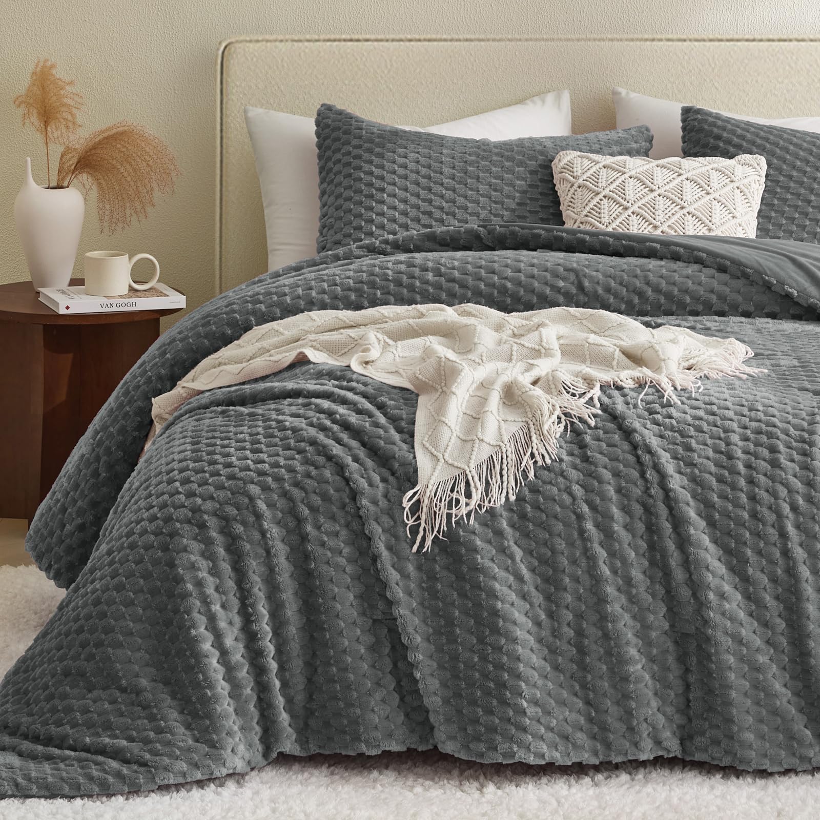 Petrichor Fluffy King Comforter Set - Pink Flannel -16
