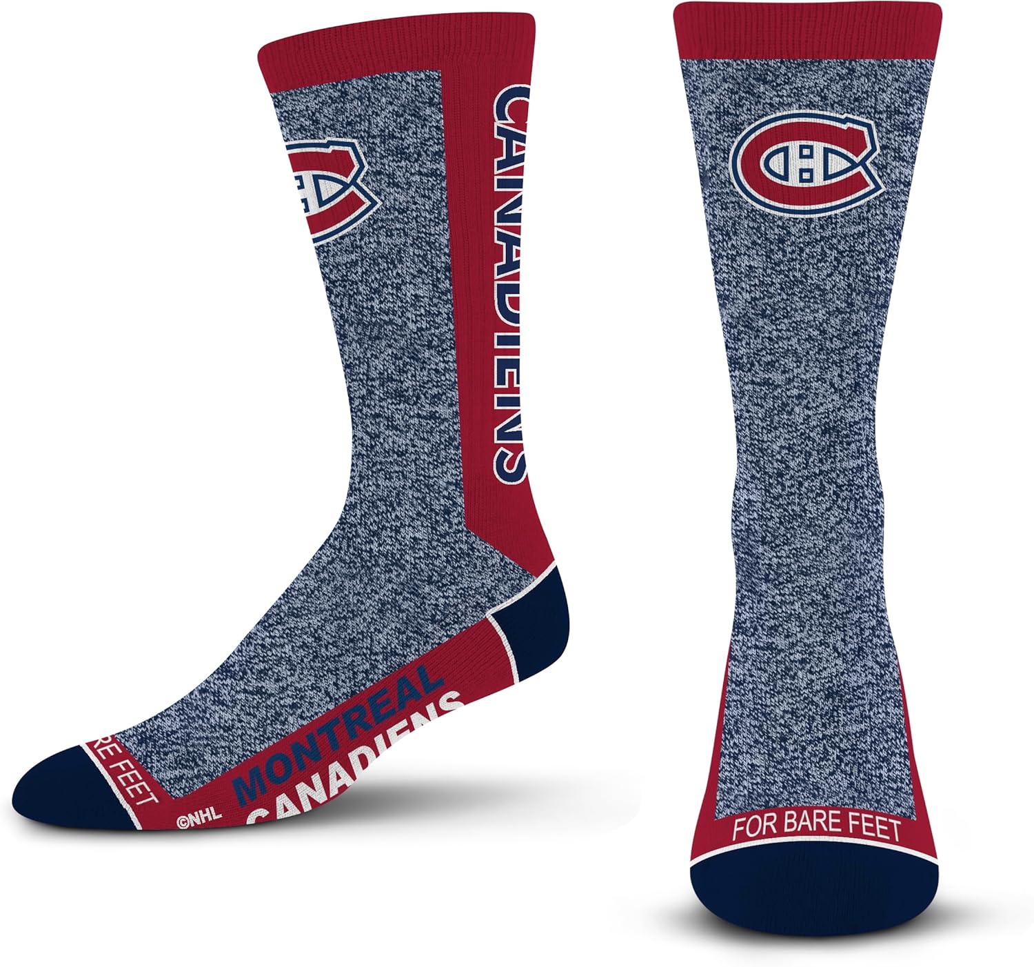 For Bare Feet NHL Unisex Marble Mvp Crew Sock Nhl Large