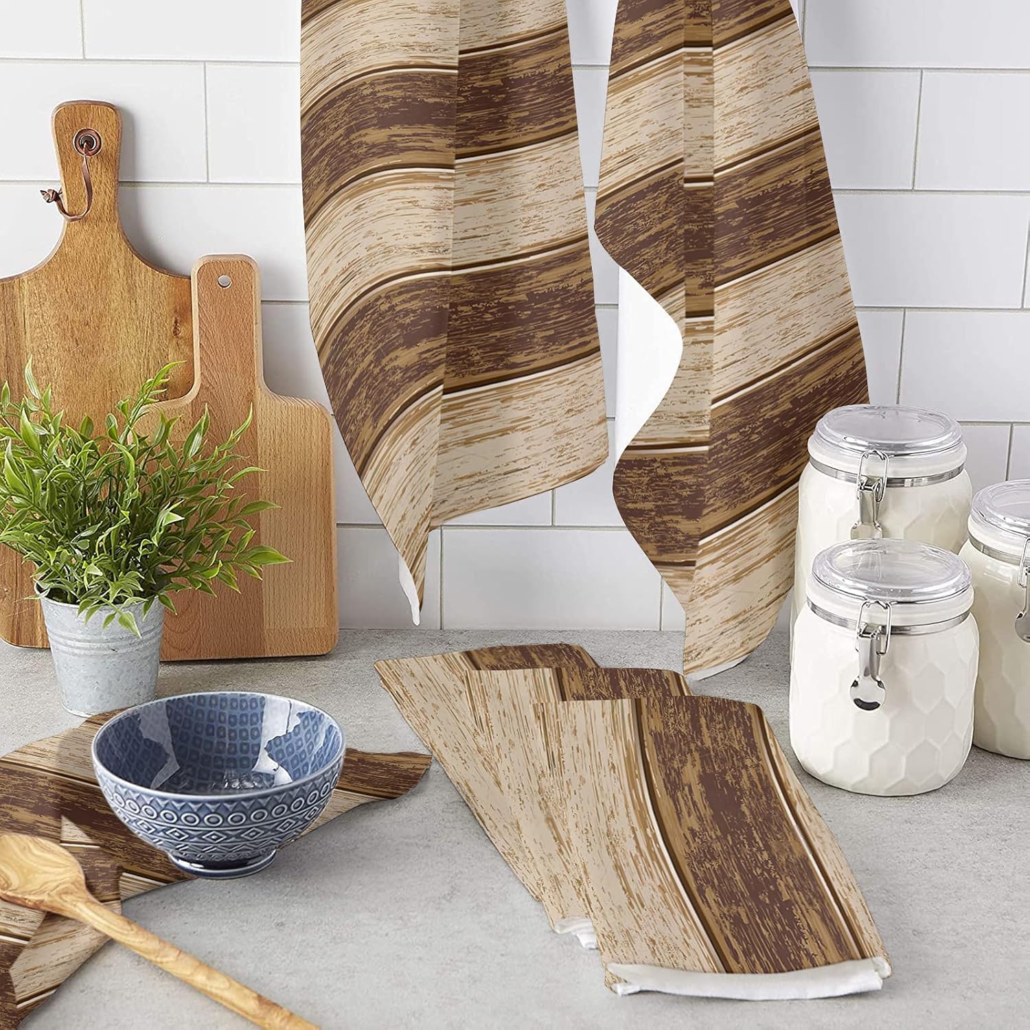 Microfiber Kitchen Towels 3pcs, Farmhouse Wood Grain, Super Absorbent Dish Towels and Bar Towels,Soft Resuable Cloths Washable Fast Drying, Rustic Brown, CPF-XWJ-210713-PGSHZF03281WJGCCHD