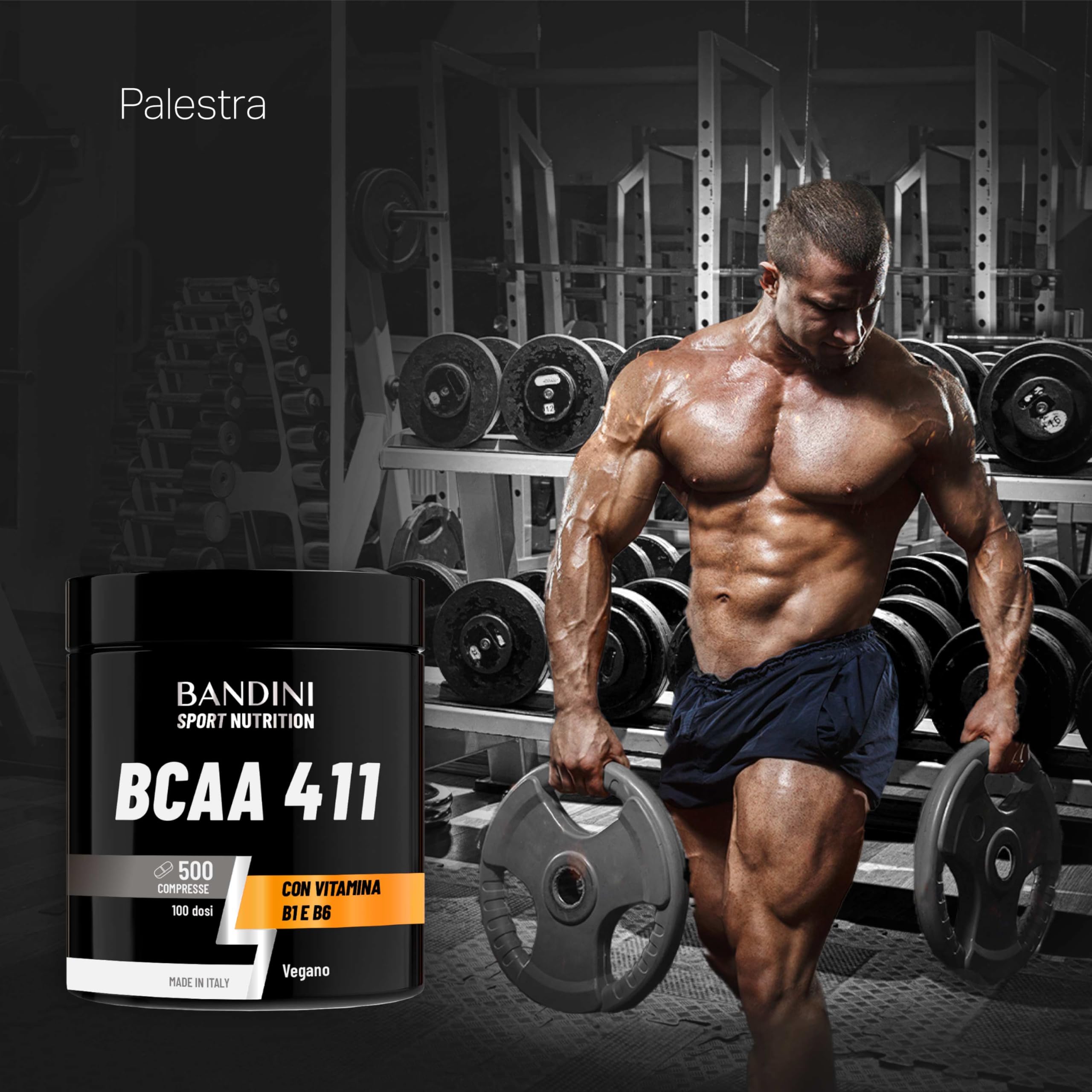 Bandini® AMINOACIDI RAMIFICATI BCAA 4 1 1 | 500 Compresse di Amminoacidi Fermentati con Vitamina B1 e B6 | 4.1.1 con Leucina, Isoleucina, Valina | Intra Pre Post Workout - Per Palestra e Sport - Vegan