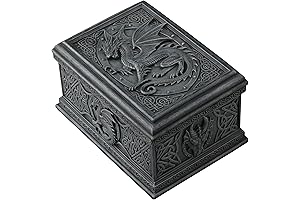 US 5.75 Inch Celtic Dragon Textured Decorative Trinket Box in Black