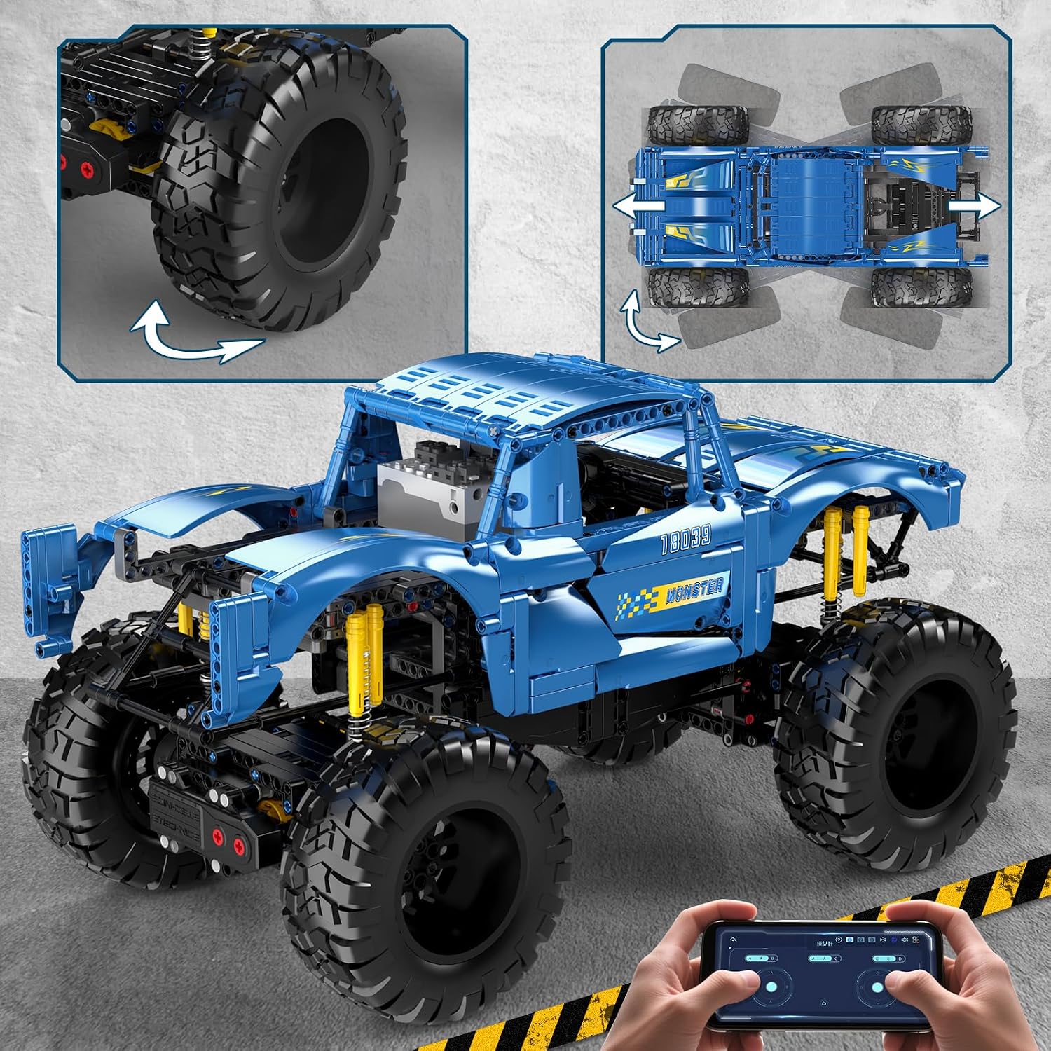 Mould King 18039 Monster Truck Building Sets, Off-Road Climbing Car with Dual Control, RC Buggy Bricks Toy for Teens & Adults Ages 14+​ (1454+ Pieces) image 4