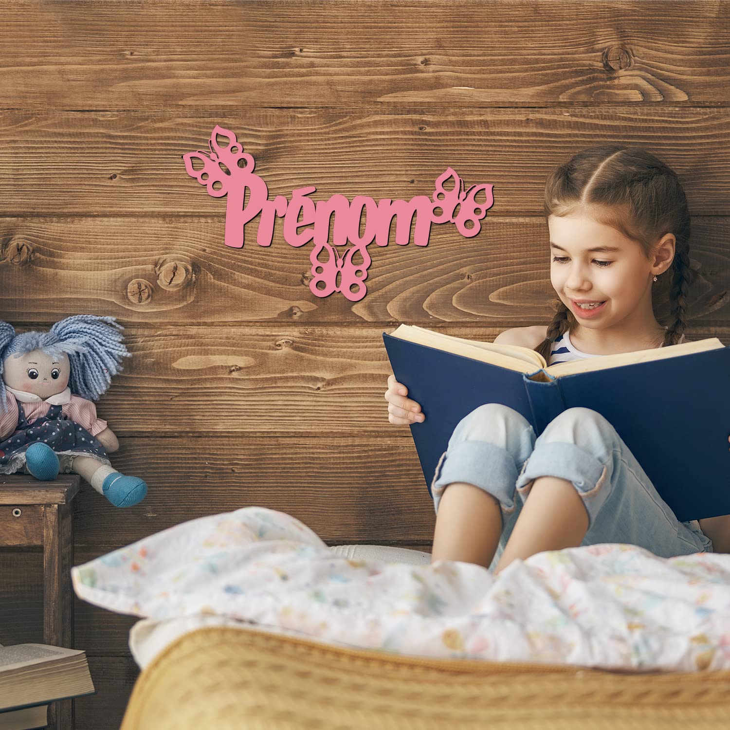 Veilleuse LED Murale Fée Sur Branche Personnalisée Avec Prénom – Décoration Chambre Enfant Bébé Fille – 14 Couleurs Au Choix – Idée Cadeau Naissance, Baptême, Anniversaire