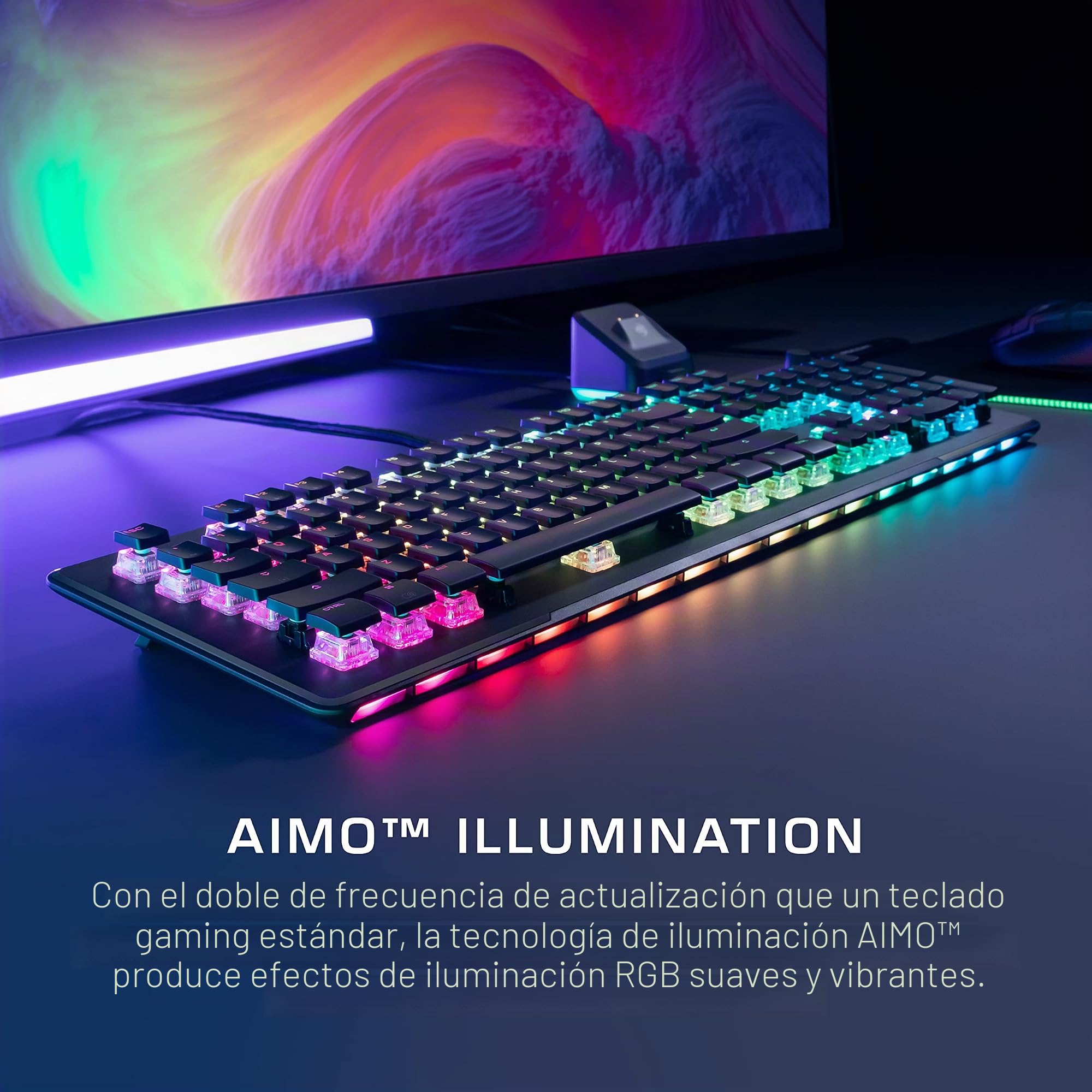 ROCCAT Vulcan II Max - Teclado óptico mecánico RGB personalizables con interruptores lineales táctiles Titan II y placa de aluminio