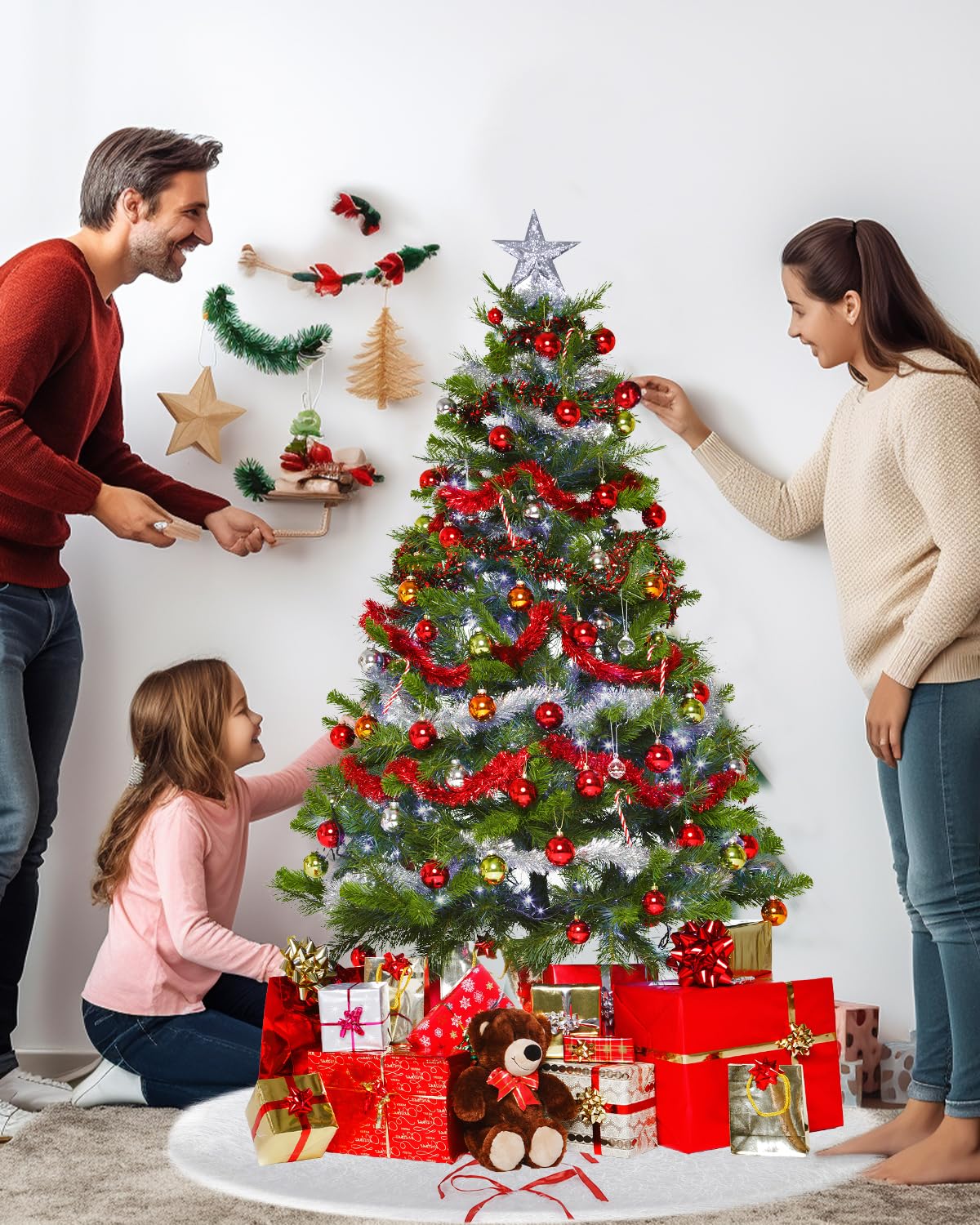 Gonna albero di Natale rotonda 150 cm copre piede albero di Natale bianco peluche base albero di Natale per la decorazione dell'albero di Natale