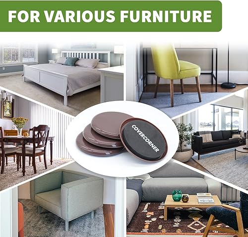 Miniatura 5 de Deslizadores de muebles para alfombras, 8 unidades, 3 12 pulgadas, para muebles de 3 12 pulgadas, protectores de suelo, mueve tus muebles de forma