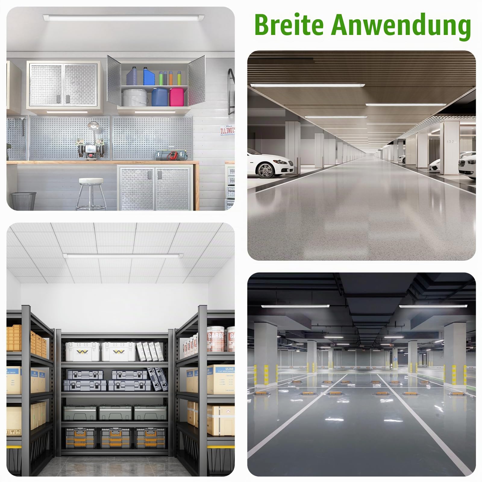 4 Stück LED Rohre 120cm 36w 4000K Ultradünne LED Lichtleisten Und Eignen Sich für Garagen, Keller, Werkstätten, Büros Und Lagerhallen.