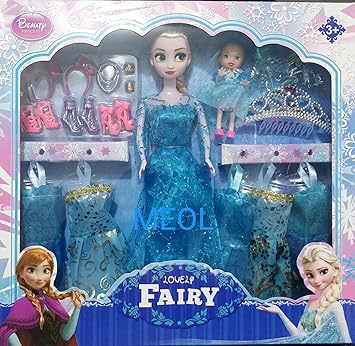 MEOL Princess Elsa Doll with Accessories, Makeup Set for Girl Best Gift for Girls