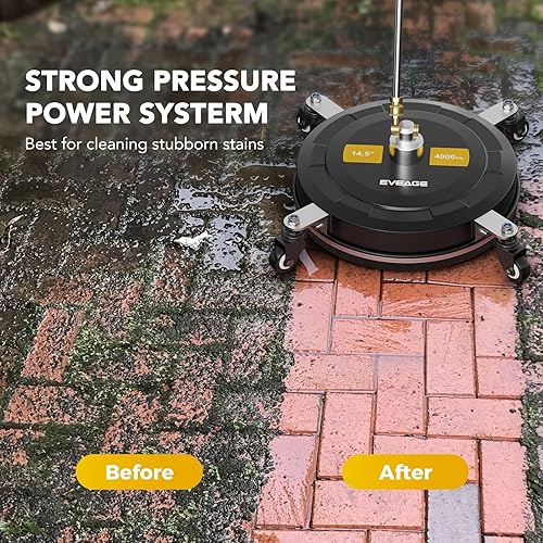 Miniatura 2 de EVEAGE Limpiador de superficie de hidrolavadora de 14.5 pulgadas, accesorios mejorados de lavadora a presión de acero inoxidable con 4 hilos y