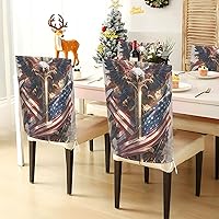 Vista 4 de 4th of July Independence Day White Warrior Bird Decorative Chair Protectors Covers for Retro Dining Chairs Removable Dorm Chair Cover Protector