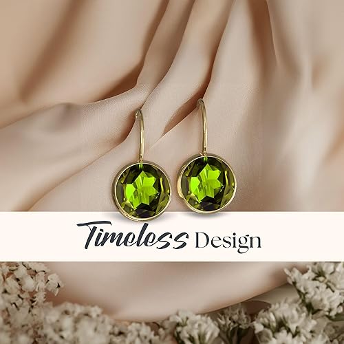 Miniatura 69 de 14k Solid Yellow Gold Gemstone Earrings - Birthstone Earrings - 8mm Dangle Earrings, Dainty Gemstones Earrings, Bridal Handmade Wedding Jewelry Gift