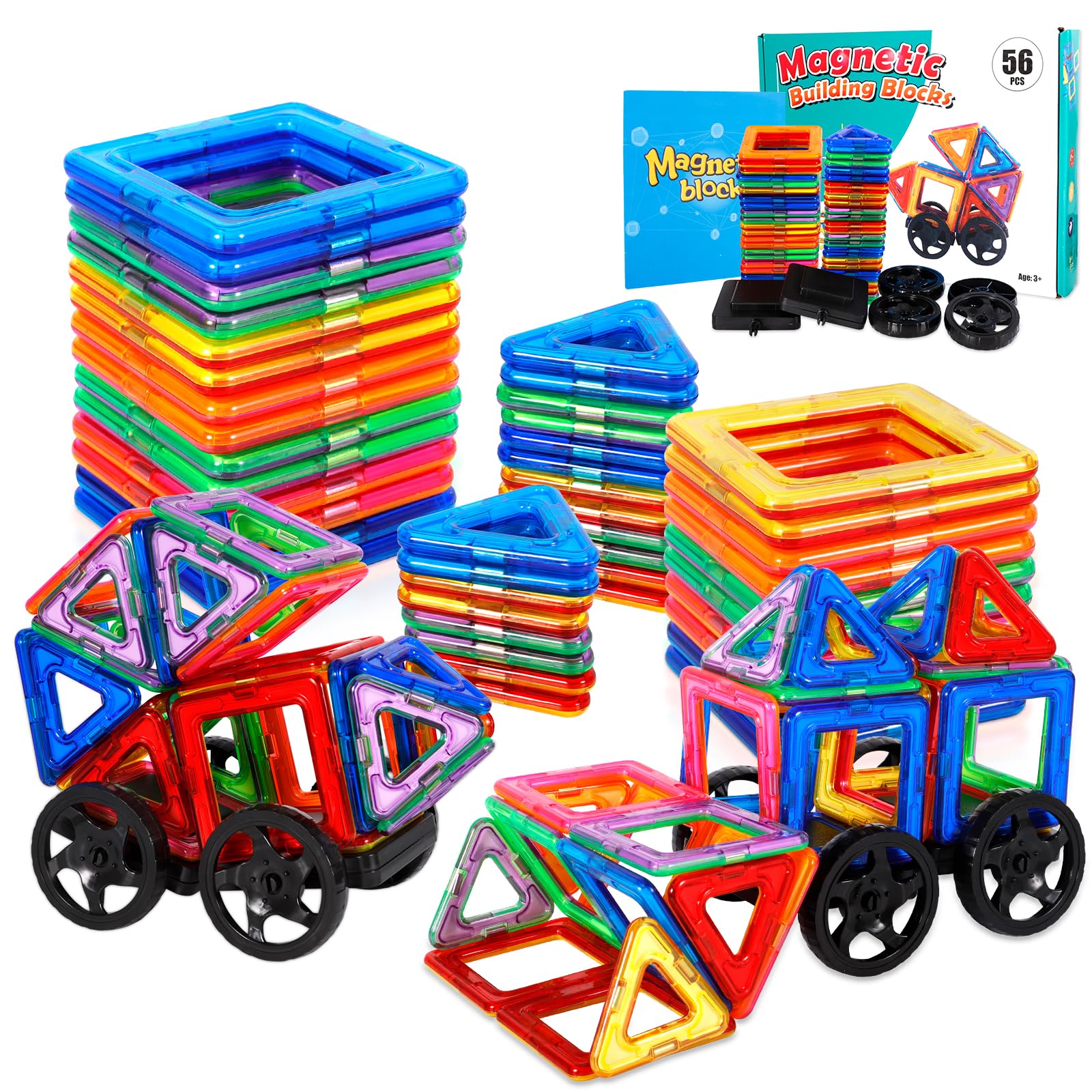 126Pcs Bloques de Construcción Magnéticos, 3D Juguetes de Construcción Magnéticos, Juguetes Educativos de Bloques de Construcción, Regalo de Juguete Magnético para Más de 3 Niños y Niñas (126Pcs) — view 10