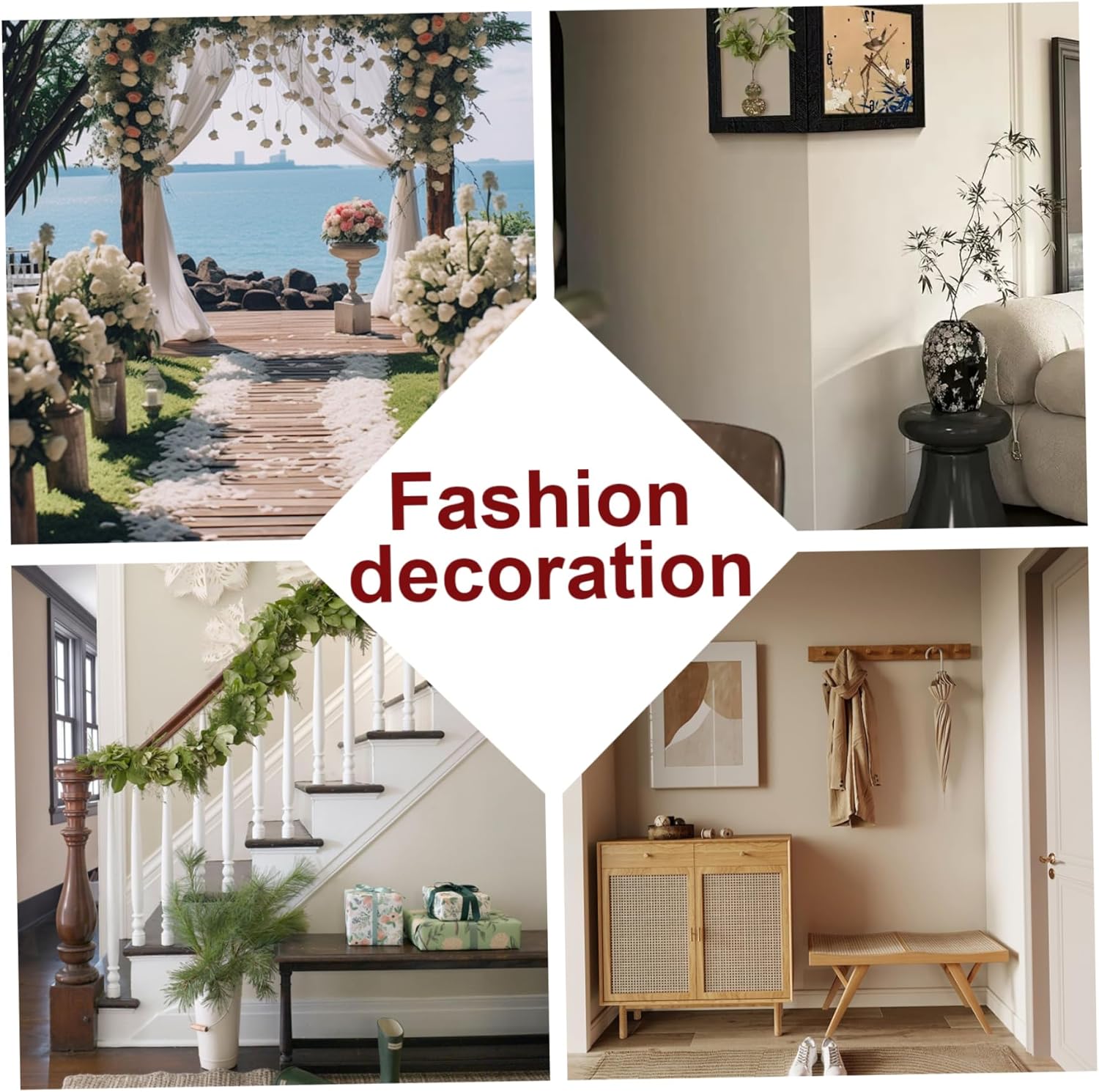 Dried Flower Bouquet, 24-31.5" Hanging Dried Amaranthus, Lifelike Natural Vine Flowers, Reusable Plants for Wedding Bouquet Wall Home Party Decor, Dark Red Flower, Am