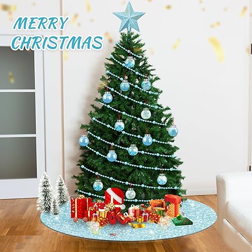 Miniatura 4 de Juego de 33 piezas de decoración para árbol de Navidad, falda de árbol de Navidad con lentejuelas, adornos de bolas de Navidad colgantes, guirnaldas