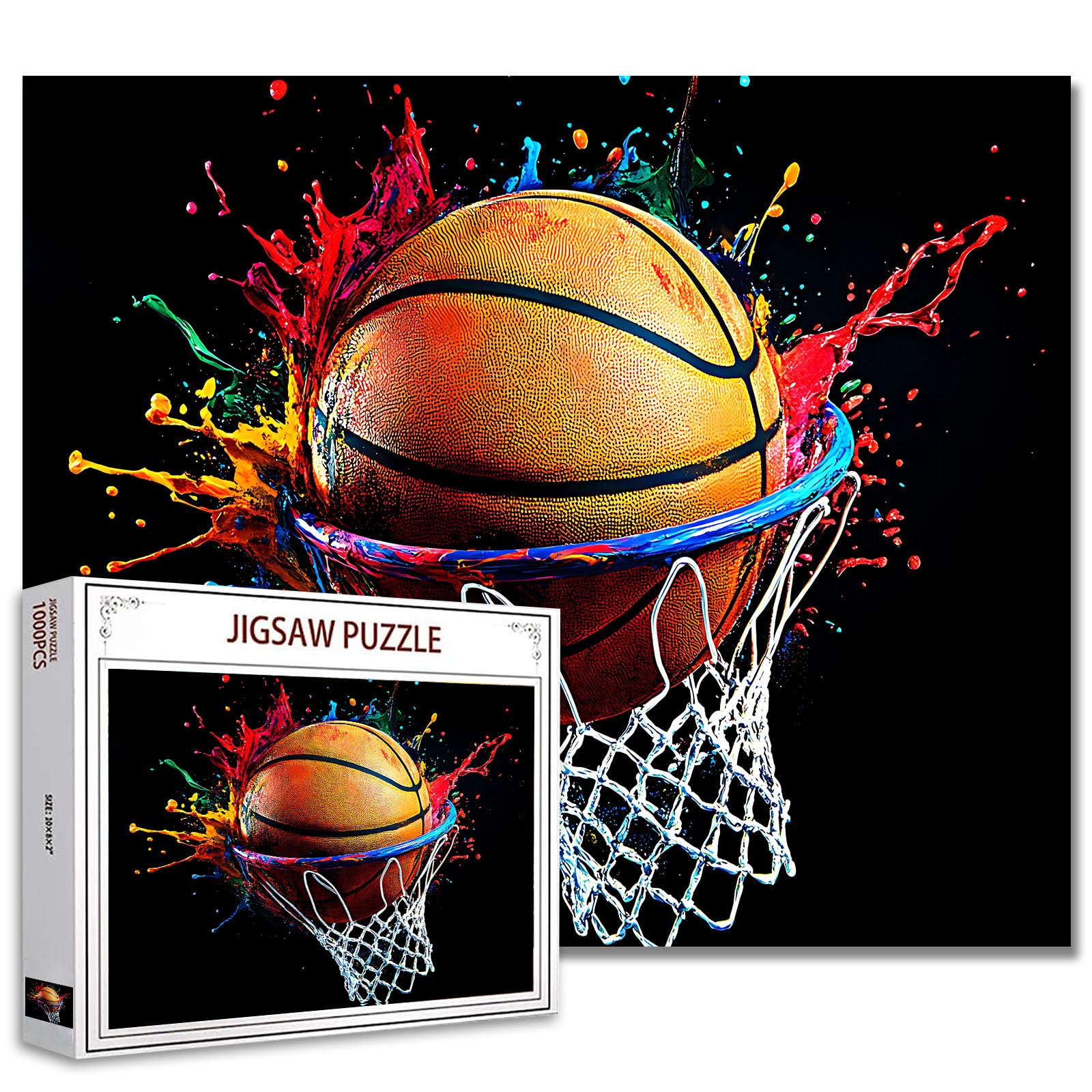 Tucocoo 1000 Piece Jigsaw Puzzles for Adults Colorful Basketball Jigsaw Puzzle Abstract Art 1000 Pieces Puzzles for Challenging Family Activity Educational Game DIY Crafts Puzzle Wall Decor Gifts โ image 1