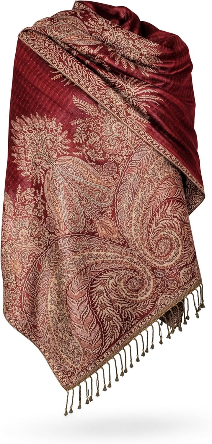 Achillea Big Paisley Pashmina Shawl Wrap for Women – Elegant Scarf for Weddings, Evening Dresses, Festivals & Daily Wear
