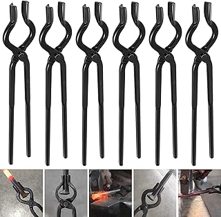 PIILOO V-Bit Tongs Set Knife Making Tongs Blacksmith Bladesmith V Bolt Tong Anvil Forge Includes 3/8" 1/2" 5/8" 3/4" 7/8" ...