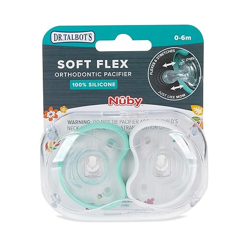 Vista 4 de Dr. Talbot's Soft-Flex - Chupetes de ortodoncia de 0 a 6 meses, aguamarina/blanco, paquete de 2