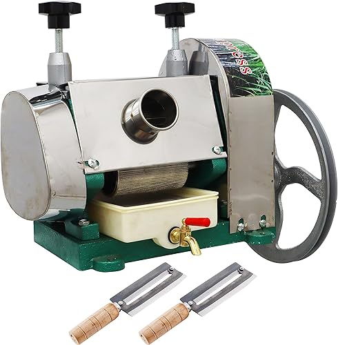 TECHTONGDA Máquina manual de jugo de caña de azúcar, exprimidor de prensa de caña de azúcar de acero inoxidable, extractor comercial de prensa de