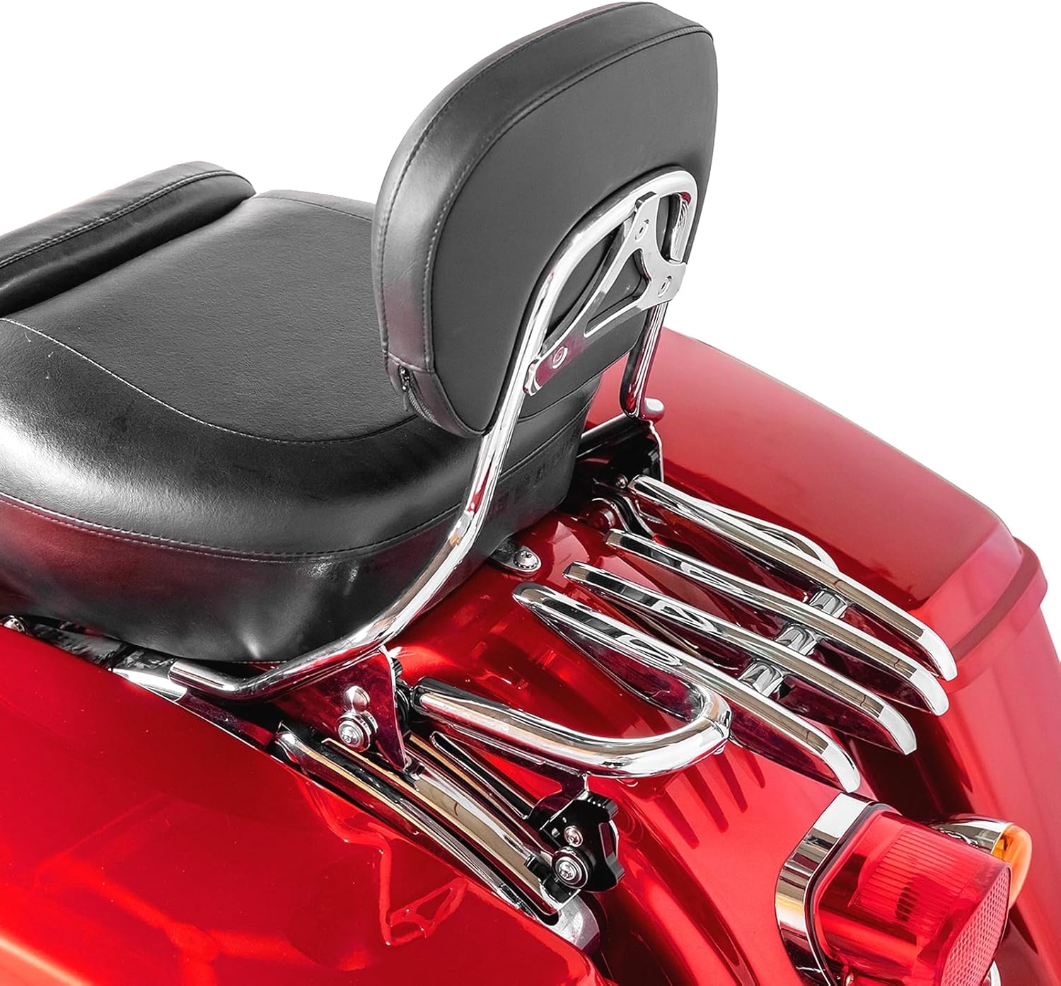 Mofun Backrest Passenger Sissy Bar with Luggage Rack Detachable Compatible with Harley Touring Road King Street Road Electra Glide 2009-2025 Chrome