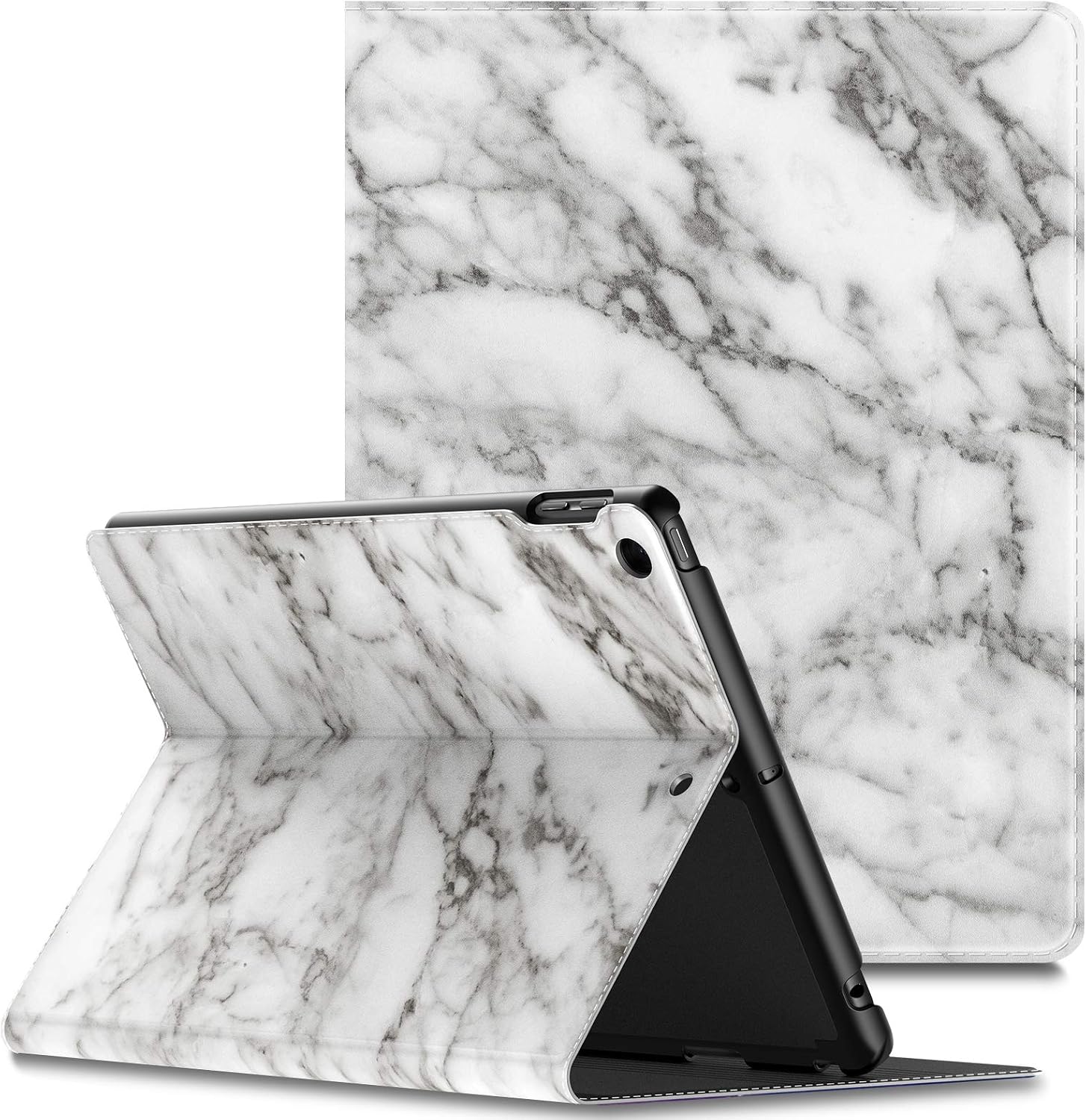 Infiland iPad 9.7 2018 Case with Apple Pencil Holder, Multiple Angle Stand Cover Support Auto Wake/Sleep for Apple iPad 6th Gen 9.7 Inch Model A1893/A1954, Marble