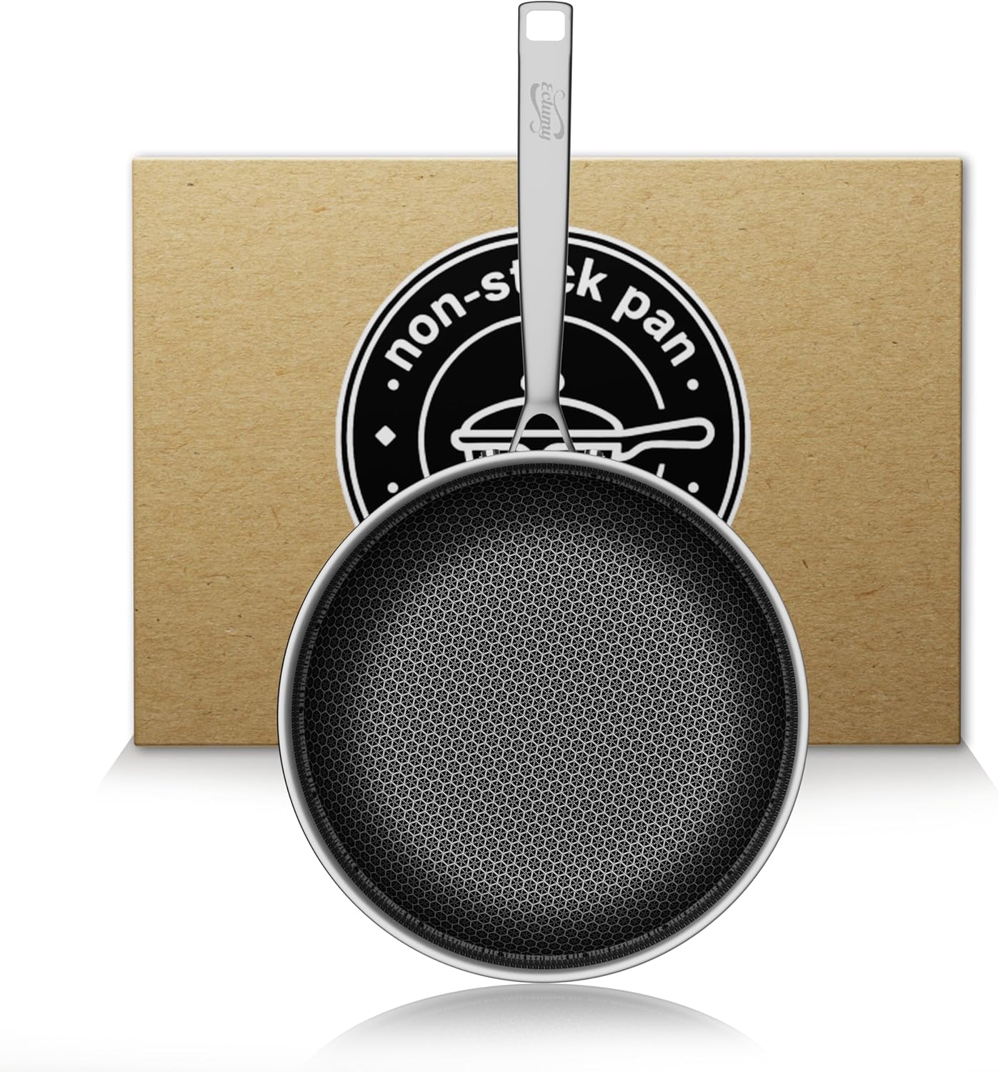 Non Stick Frying Pans Stainless Steel, 12 Inch with Lid, Induction Pan Compatible, Dishwasher Oven Safe, PFOA Free Cooking Pan for Home Chefs Everyday Cooking