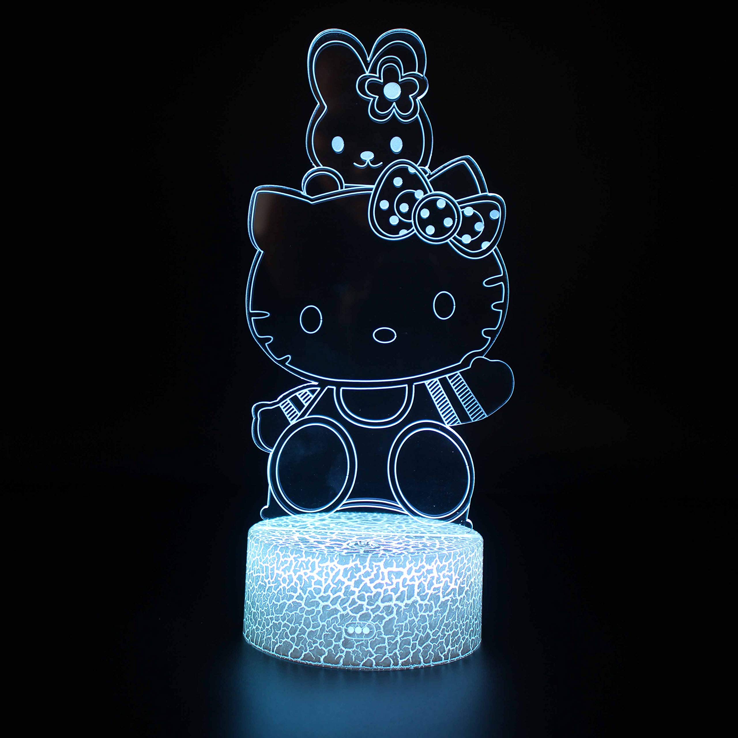 althiqahkey3D LED Night Light Table Desk Lamp 16 Color Optical Illusion Lights Hello Kitty 1