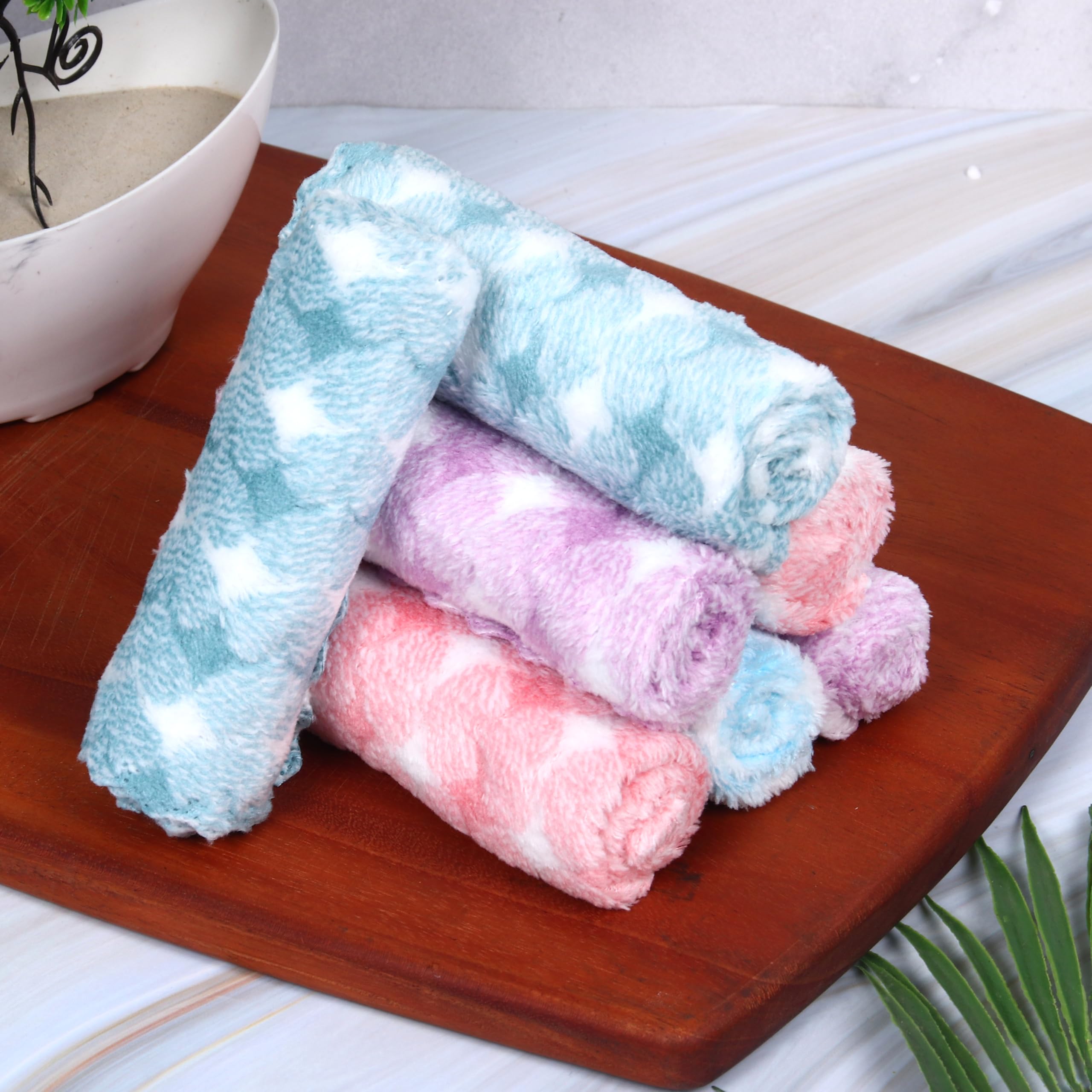 JENNY DENIAL Multicolor Microfiber Face Towels 100% Cotton 25 x 25 Cm Microfiber face Towel Unisex Soft and Super absorvent Printed Multicolor Combo Pack of 6pc-image-15