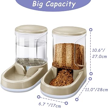 Lucky-M Pets Automatic Feeder and Waterer Set,Dogs Cats Food Feeder and Water Dispenser 3.8L,2 in 1 Cat Food Water Dispensers for Small Medium Big Pets