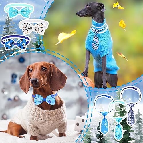 Miniatura 4 de Juego de 50 corbatas de invierno para perro con lazo, corbatas ajustables para gatos, juego de corbatas de muñeco de nieve, copo de nieve,