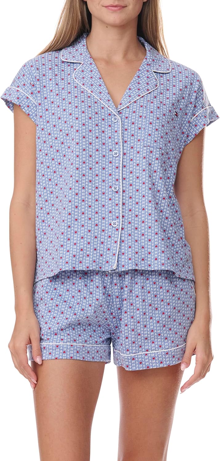 Tommy Hilfiger Women's Girlfriend Short Sleeve Top and Shorts Pajama Set