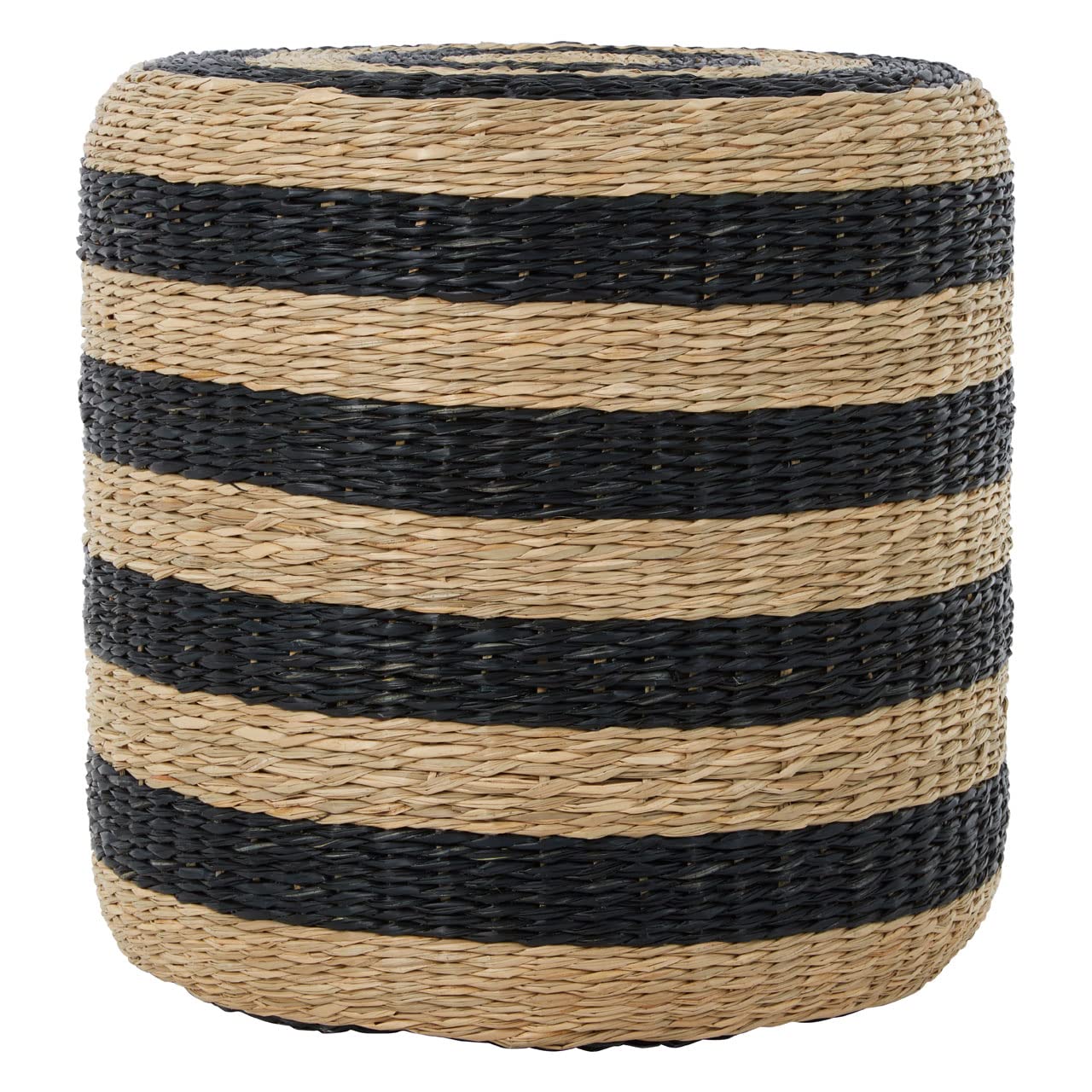 Premier Housewares Stripe Seagrass Pouffe, Comfortable Footrest Seagrass Pouffe,Easy To Move Woven Stool, Versatile Stool