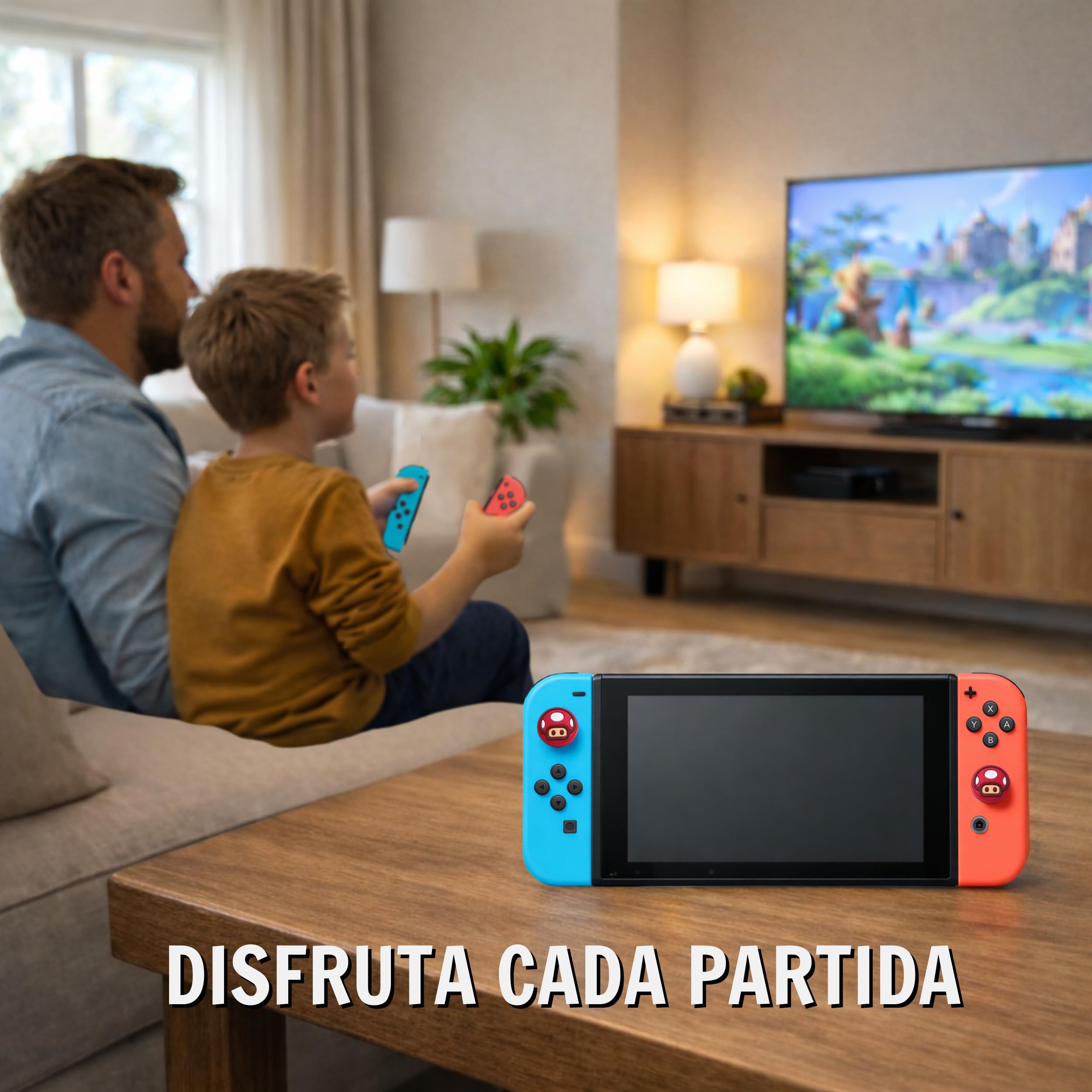 MME Thumb Grips compatibles con Nintendo Switch 1, Tapas de Joystick para Nintendo Switch, Silicona Suave y Duradera, Accesorios Compatibles con Switch 1 Lite OLED (Mario)
