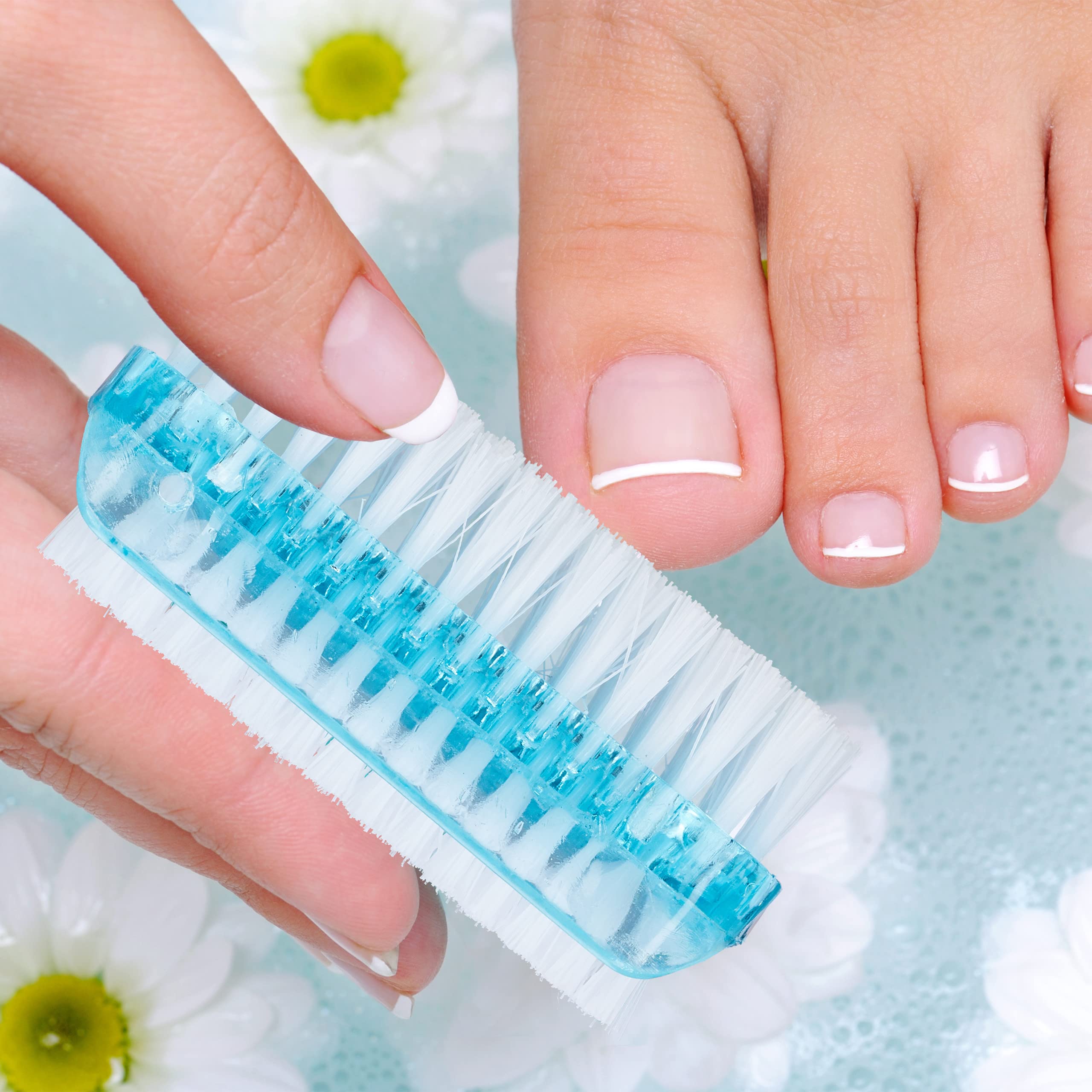 Relaxdays Nail Brush, Set of 8, Double-sided with Hard Bristles, Plastic, HxWxD: 3.5 x 8.5 x 3.5 cm, Bathroom, Blue - Image 2