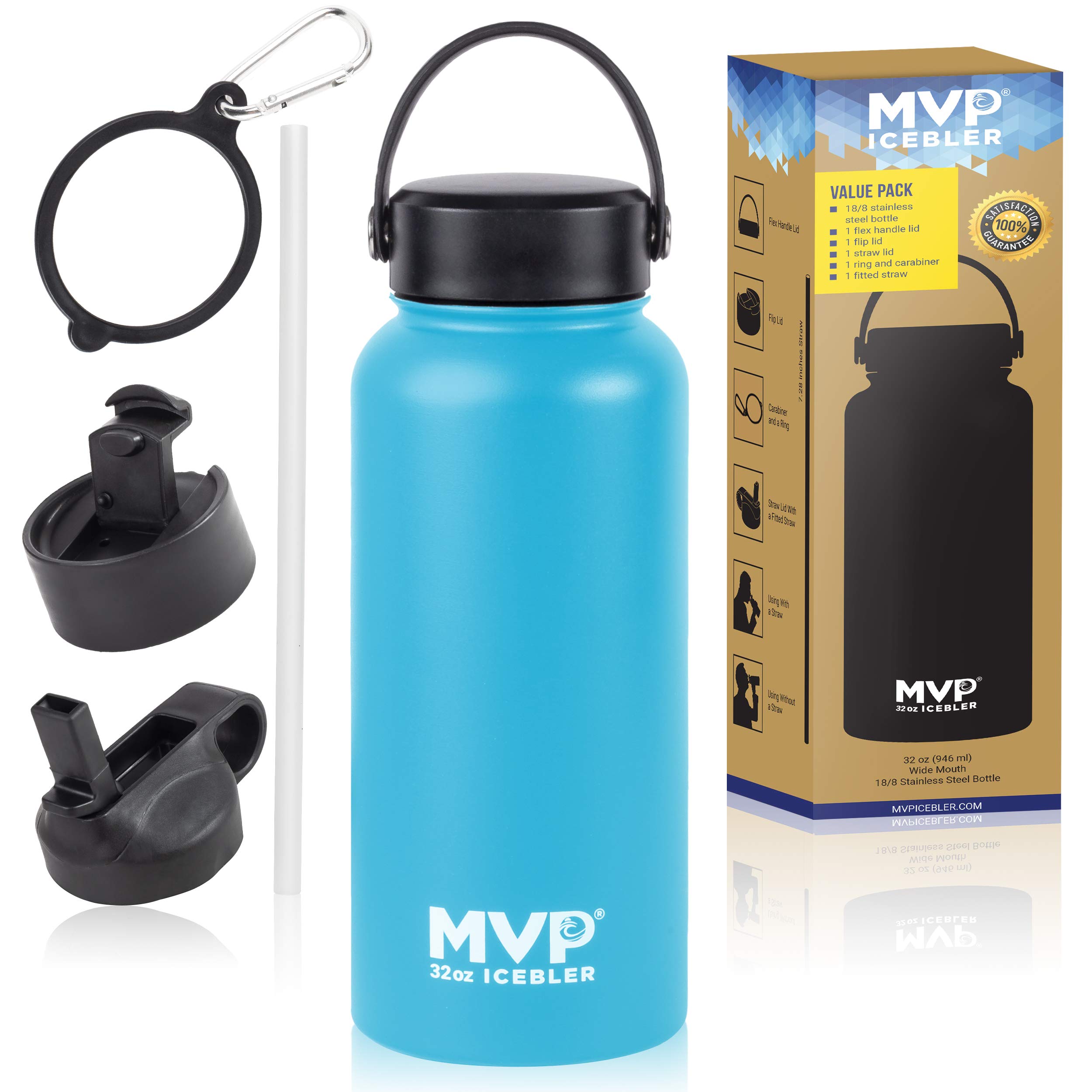 Buy MVP ICEBLER Stainless Steel Double Wall Vacuum Insulated,32 oz
