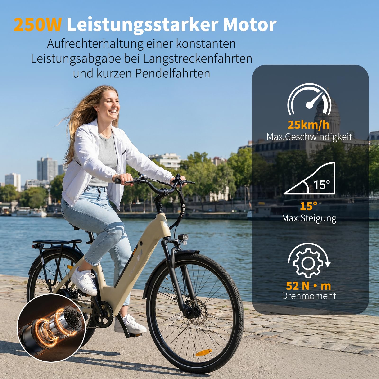 ttgo 28 Zoll E-Bike für Erwachsene, Elektrofahrrad 250W Motor 36V 18Ah Akku, 80–120 km Reichweite, 25 km/h City ebike mit 7-Gang Schaltung, LCD Display, E-Bike für Damen Herren, C3 SE