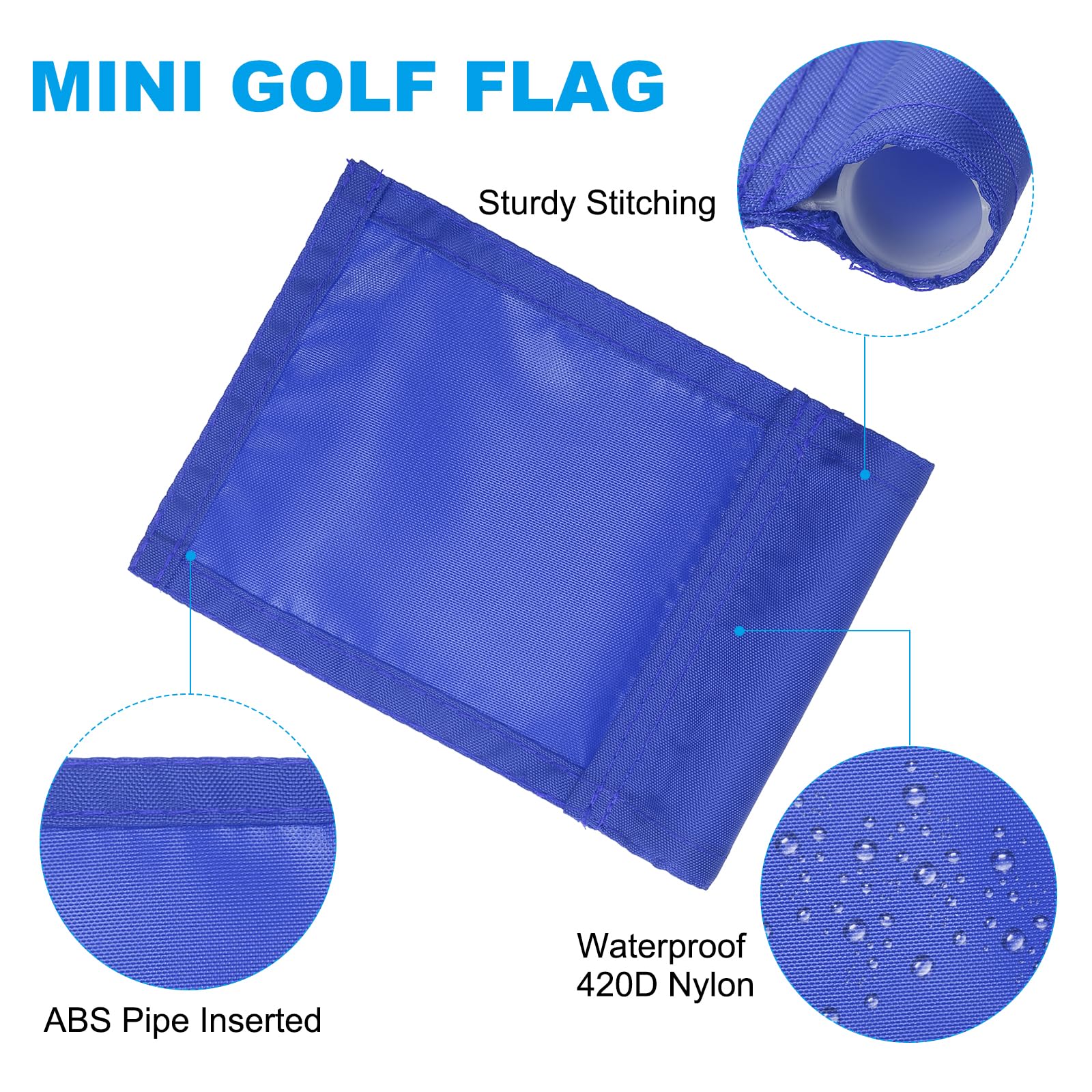 PATIKIL 7 x 5 Pulgada Banderita De Golf, 6 Pcs 420D Nylon Mini Banderas De Jardín Portátiles Con Tubo Insertado Para Exterior Interior Patio Jardín Trasero, Azul