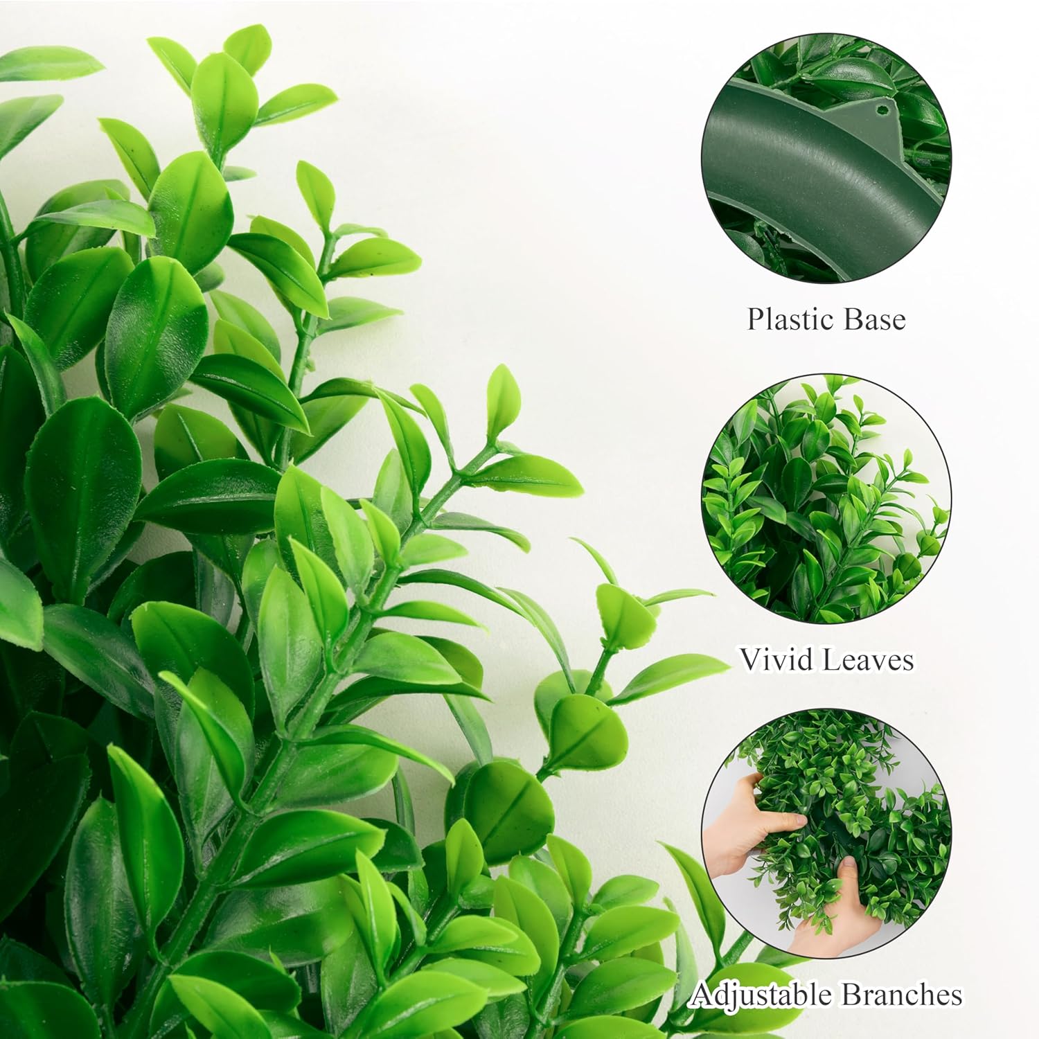 U'Artlines 17inch Front Door Wreaths Artificial Spring Summer Greenery Hanging Garland for Home Wedding Wall Window Decoration (17'inch Boxwood,1) - Image 4