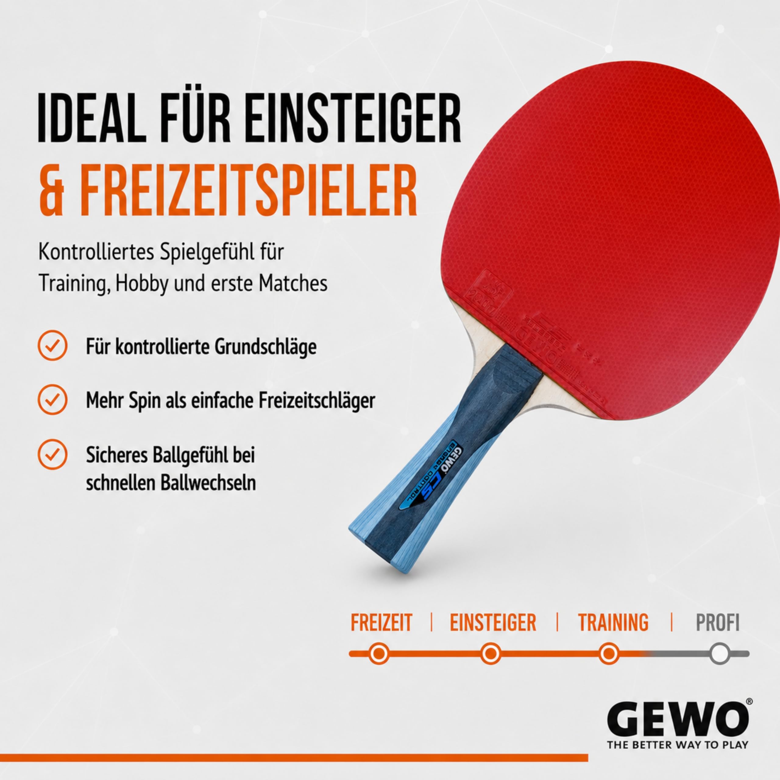 GEWO CS Energy Control - Racchetta da ping pong concava, sviluppata da Christian Süß